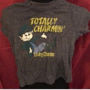 Lucky Charms gray leprechaun vintage retro short sleeve T-shirt.